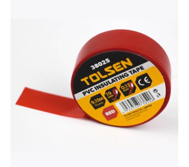 Taśma izolacyjna TOLSEN PVC 19mm/9,15m czerwona