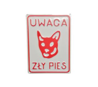 Tabliczka " UWAGA ZŁY PIES" metal