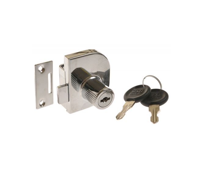 Zamek meblowy drzwi szklanych podwójny X-917 chrom