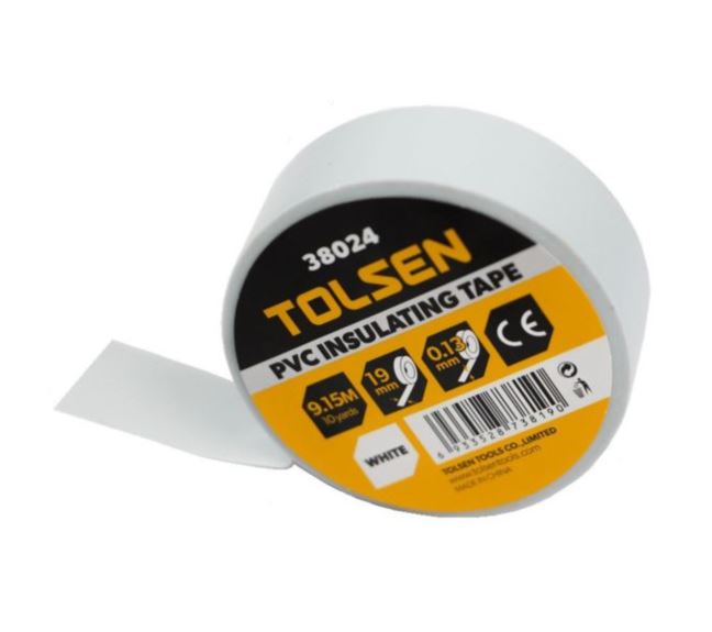 Taśma izolacyjna TOLSEN PVC 19mm/9,15m biała
