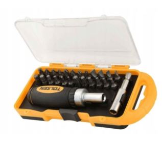 Wkrętak z grzechotką TOLSEN + bity 26 szt.