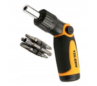 Wkrętak łamany z grzechotką + zestaw bitów 12 szt.