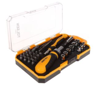 Zestaw bitów i nasadek 1/4" 42 szt. + uchwyt